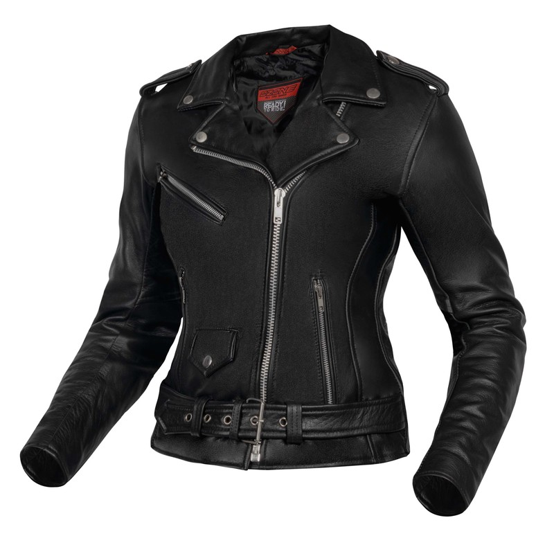 KURTKA MOTOCYKLOWA SKÓRZANA DAMSKA OZONE RAMONES BLACK WL