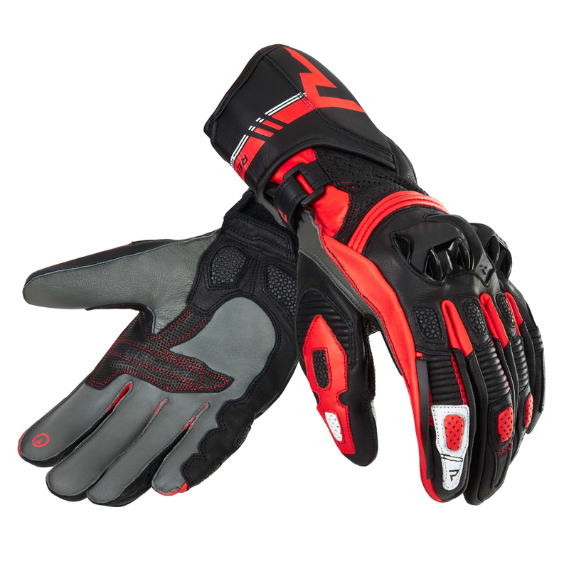 RĘKAWICE MOTOCYKLOWE REBELHORN ST LONG BLACK GREY FLUO RED 4XL