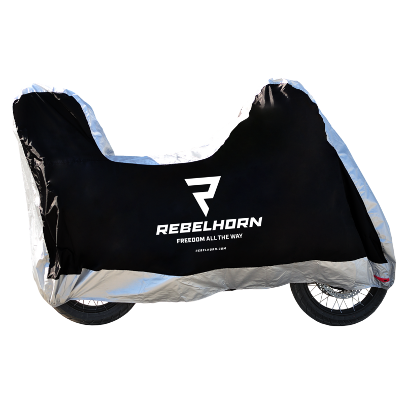 POKROWIEC NA MOTOCYKL REBELHORN COVER 2 Z MIEJSCEM NA KUFER BLACK SILVER L