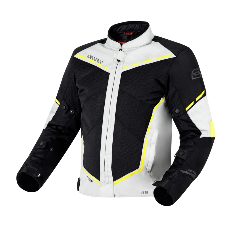 KURTKA MOTOCYKLOWA TEKSTYLNA OZONE JET 2 BLACK FLUO YELLOW