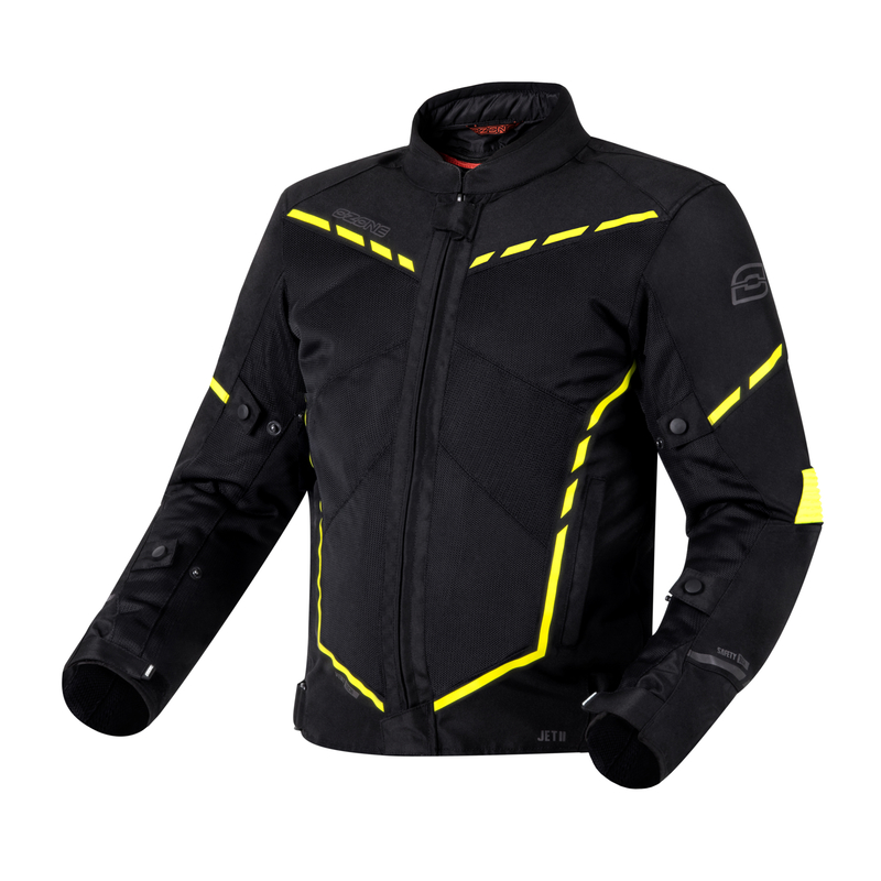 KURTKA MOTOCYKLOWA TEKSTYLNA OZONE JET 2 BLACK FLUO YELLOW