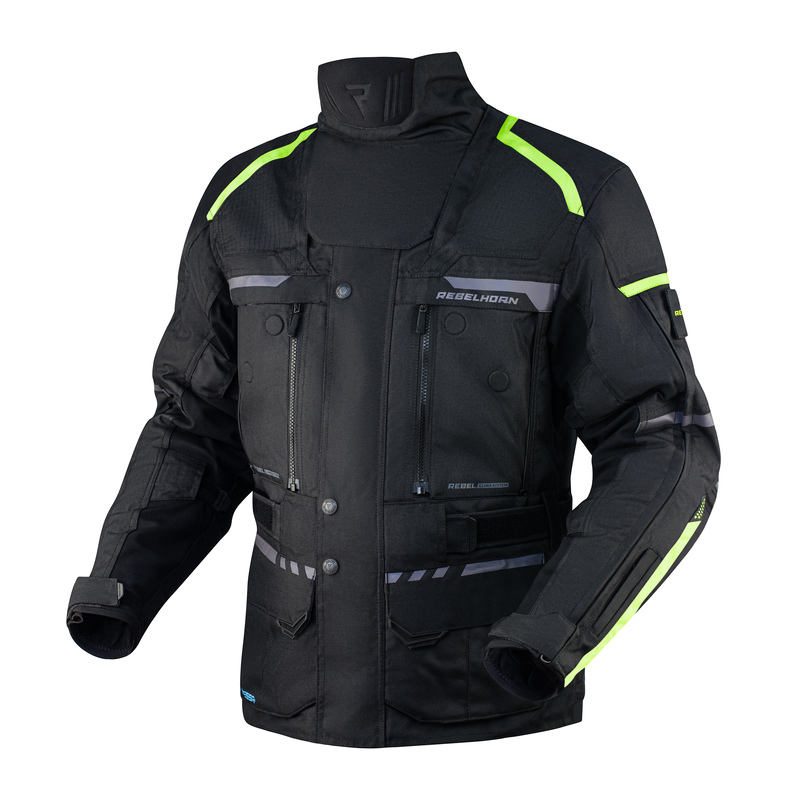 KURTKA MOTOCYKLOWA TEKSTYLNA REBELHORN CUBBY 4 BLACK FLUO YELLOW S