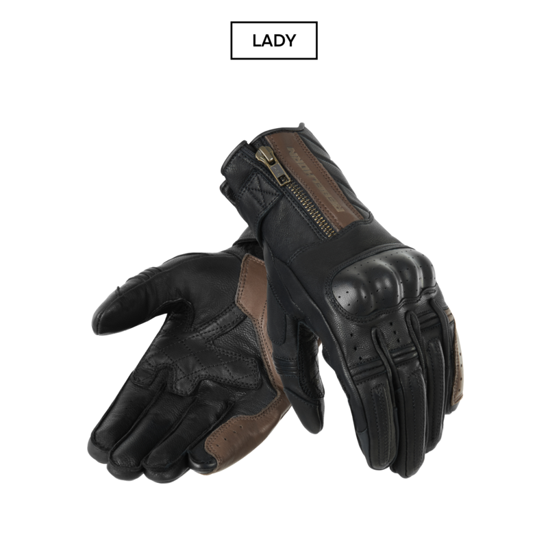 RĘKAWICE MOTOCYKLOWE DAMSKIE REBELHORN HUNTER VINTAGE BROWN WXS