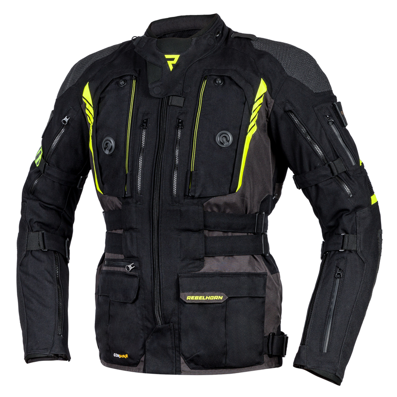 KURTKA MOTOCYKLOWA TEKSTYLNA REBELHORN PATROL BLACK FLUO YELLOW M