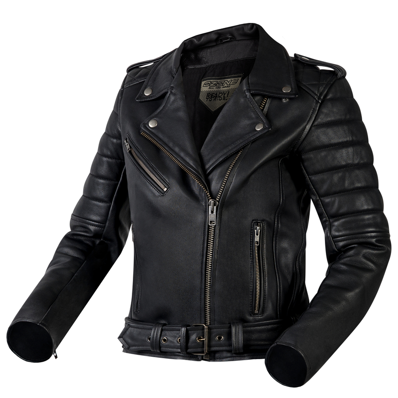KURTKA MOTOCYKLOWA SKÓRZANA DAMSKA OZONE RAMONES MODERN MATT BLACK WXS