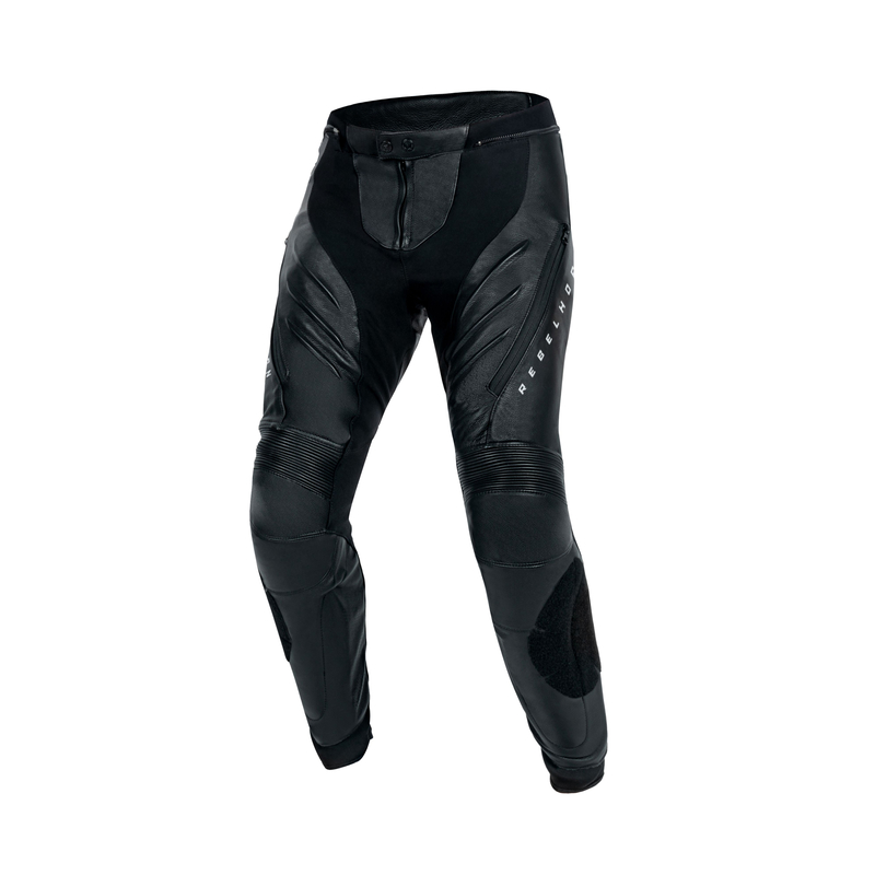 SPODNIE MOTOCYKLOWE SKÓRZANE REBELHORN VELOCE BLACK WHITE 58