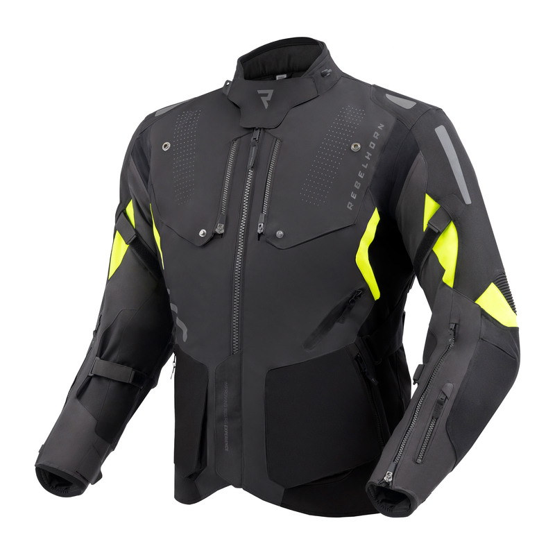 KURTKA MOTOCYKLOWA TEKSTYLNA REBELHORN HIKER 4 DARK GREY BLACK FLUO YELLOW 3XL
