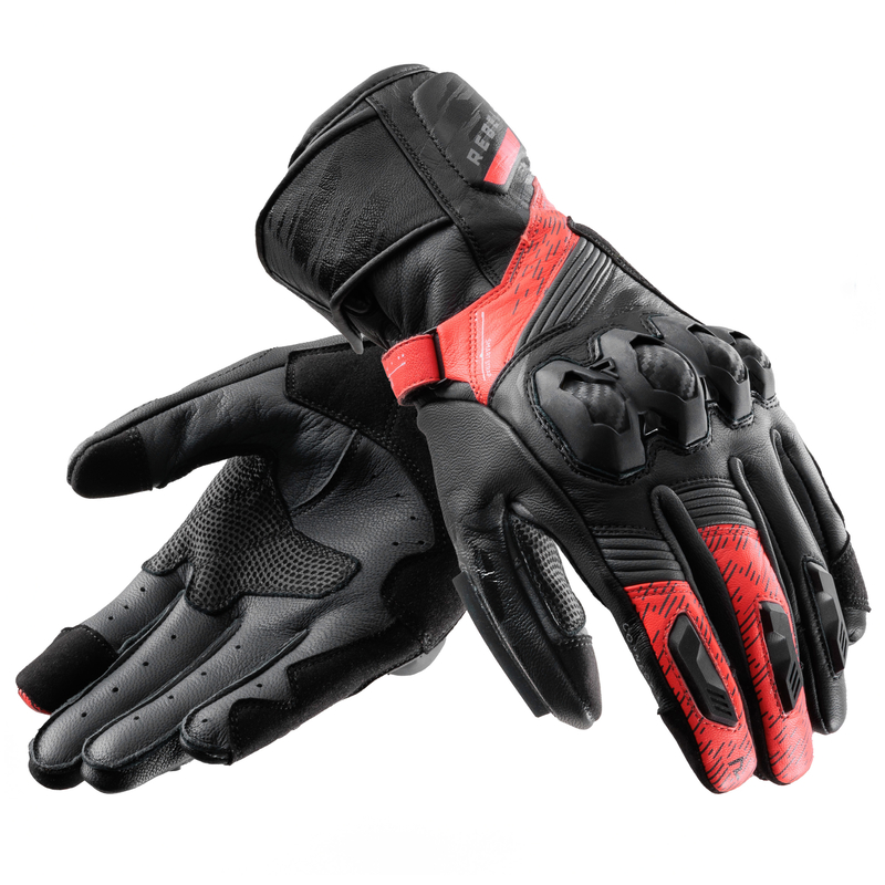 RĘKAWICE MOTOCYKLOWE REBELHORN VIPER BLACK GREY FLUO RED XXL