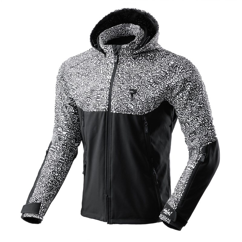 KURTKA MOTOCYKLOWA TEKSTYLNA REBELHORN SLASH NORIAKI BLACK WHITE SOFTSHELL 3XL