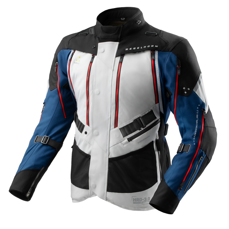 KURTKA MOTOCYKLOWA TEKSTYLNA REBELHORN HARDY 3.0 BLUE GREY RED 3XL