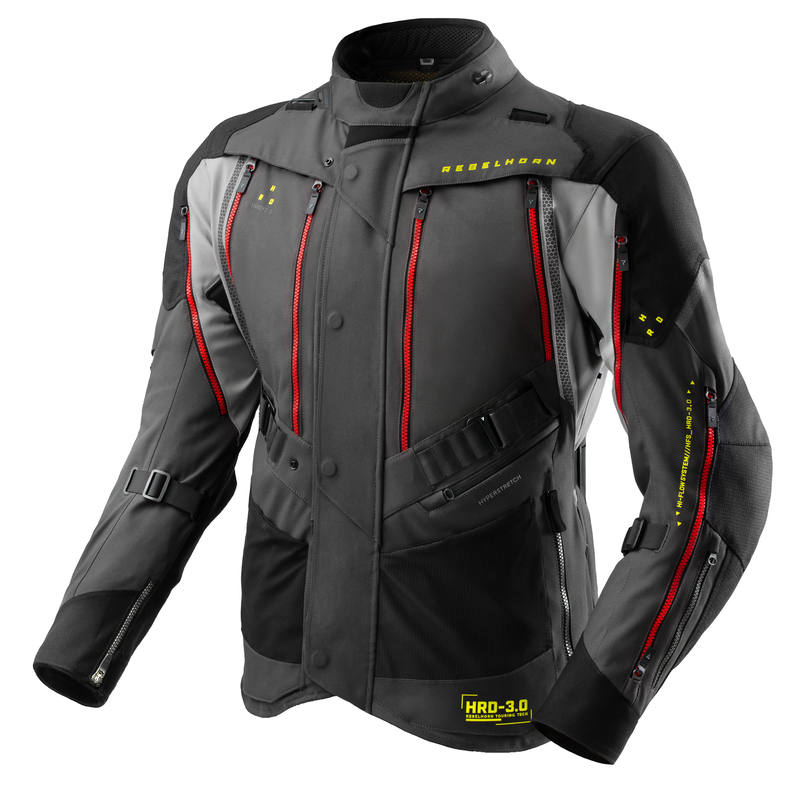 KURTKA MOTOCYKLOWA TEKSTYLNA REBELHORN HARDY 3.0 DARK GREY BLACK FLUO YELLOW M