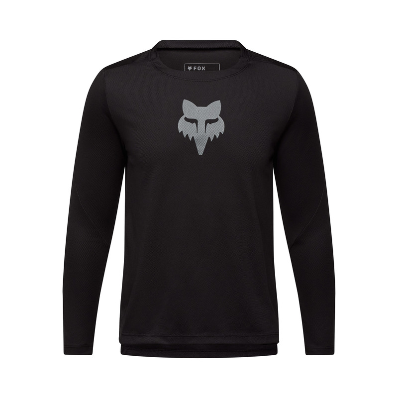 KOSZULKA ROWEROWA Z DŁUGIM RĘKAWEM JUNIOR FOX RANGER HEAD BLACK