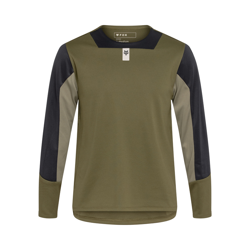 KOSZULKA ROWEROWA Z DŁUGIM RĘKAWEM JUNIOR FOX DEFEND OLIVE GREEN