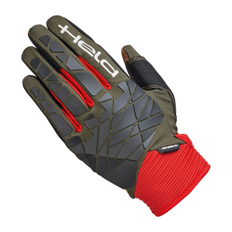 RĘKAWICE MOTOCYKLOWE HELD TACTURA MILITARY GREEN RED