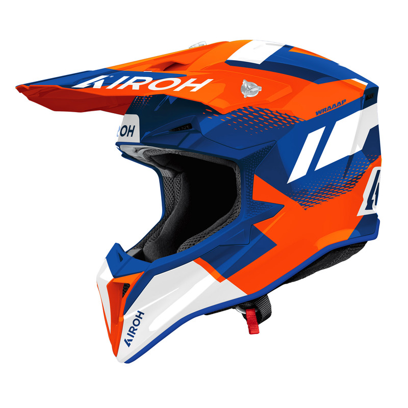 KASK MOTOCYKLOWY AIROH WRAAAP VISION ORANGE BLUE GLOSS