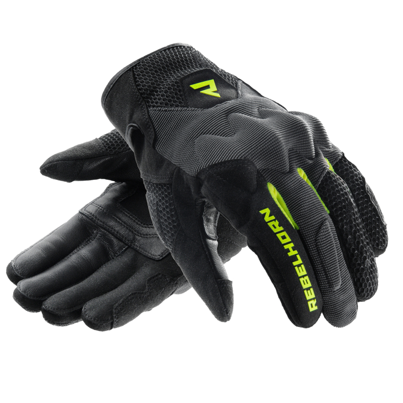 RĘKAWICE MOTOCYKLOWE REBELHORN CORE BLACK GREY FLUO YELLOW