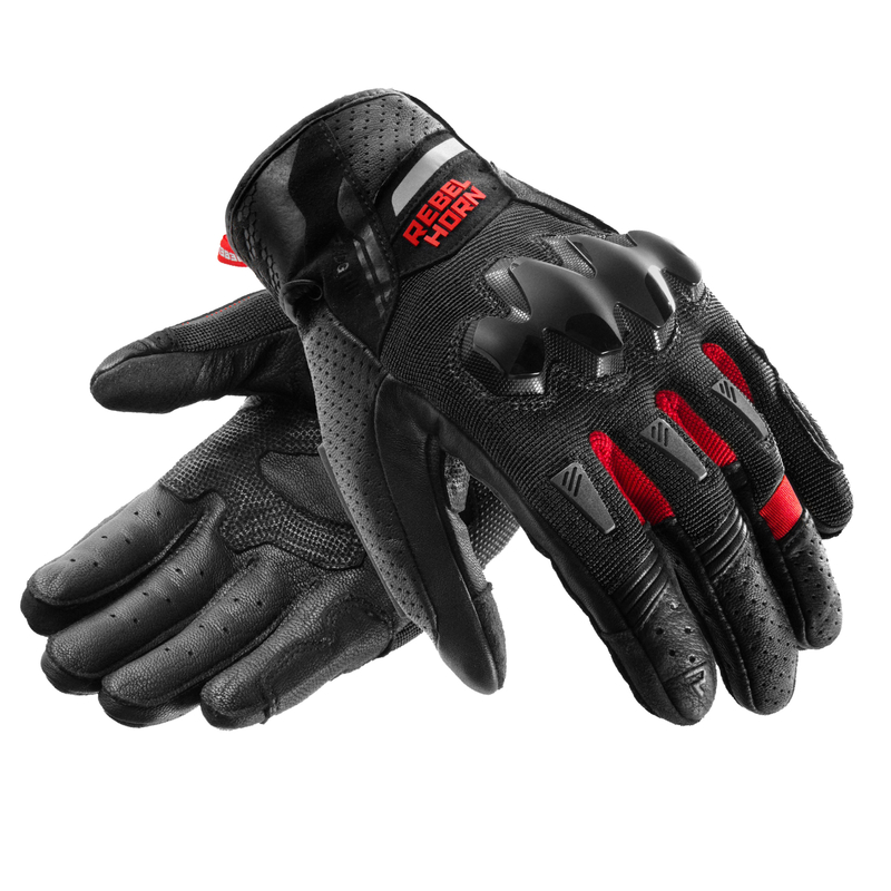RĘKAWICE MOTOCYKLOWE REBELHORN DEFENDER BLACK RED M