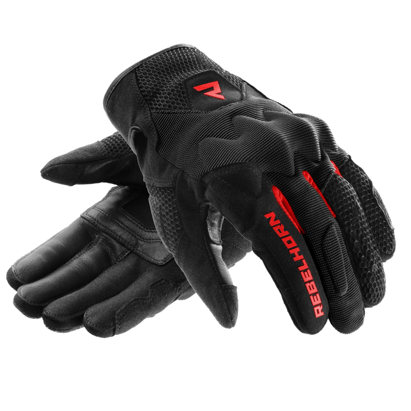 RĘKAWICE MOTOCYKLOWE DAMSKIE REBELHORN CORE BLACK RED WL
