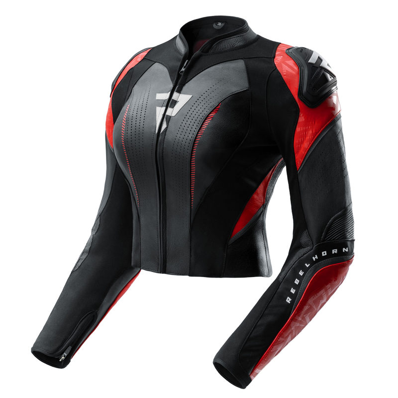 KURTKA MOTOCYKLOWA SKÓRZANA DAMSKA REBELHORN DIVA RS BLACK RED W42