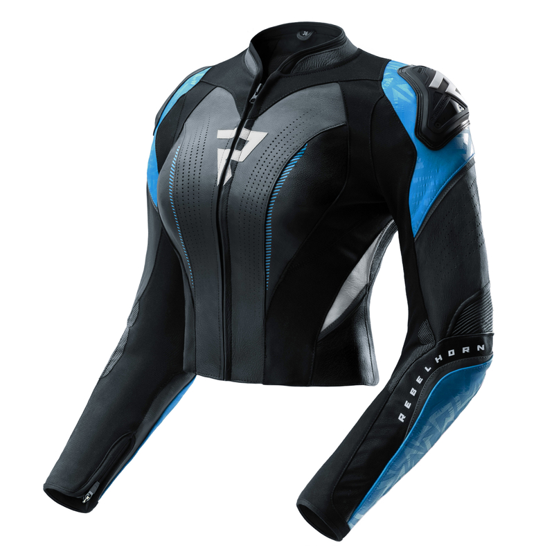 KURTKA MOTOCYKLOWA SKÓRZANA DAMSKA REBELHORN DIVA RS BLACK BLUE W44