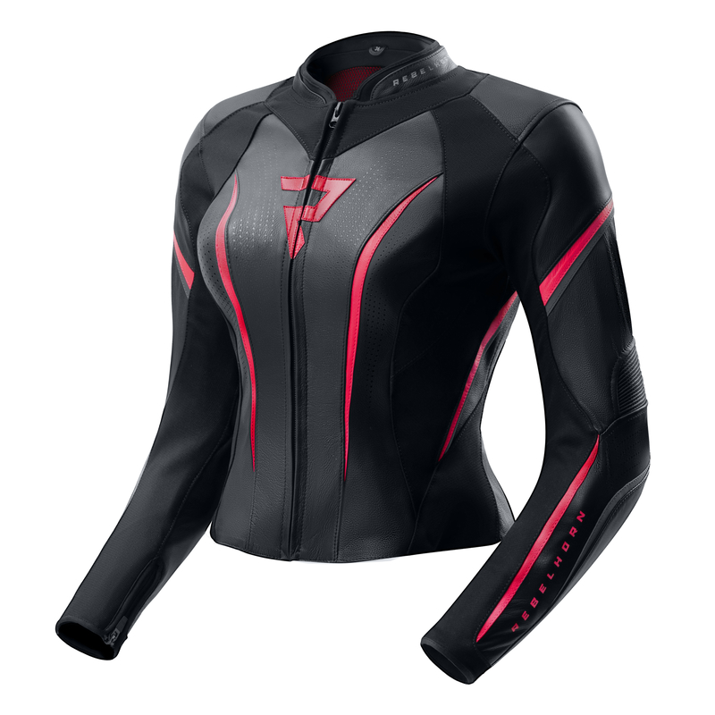 KURTKA MOTOCYKLOWA SKÓRZANA DAMSKA REBELHORN DIVA ST BLACK PINK W34