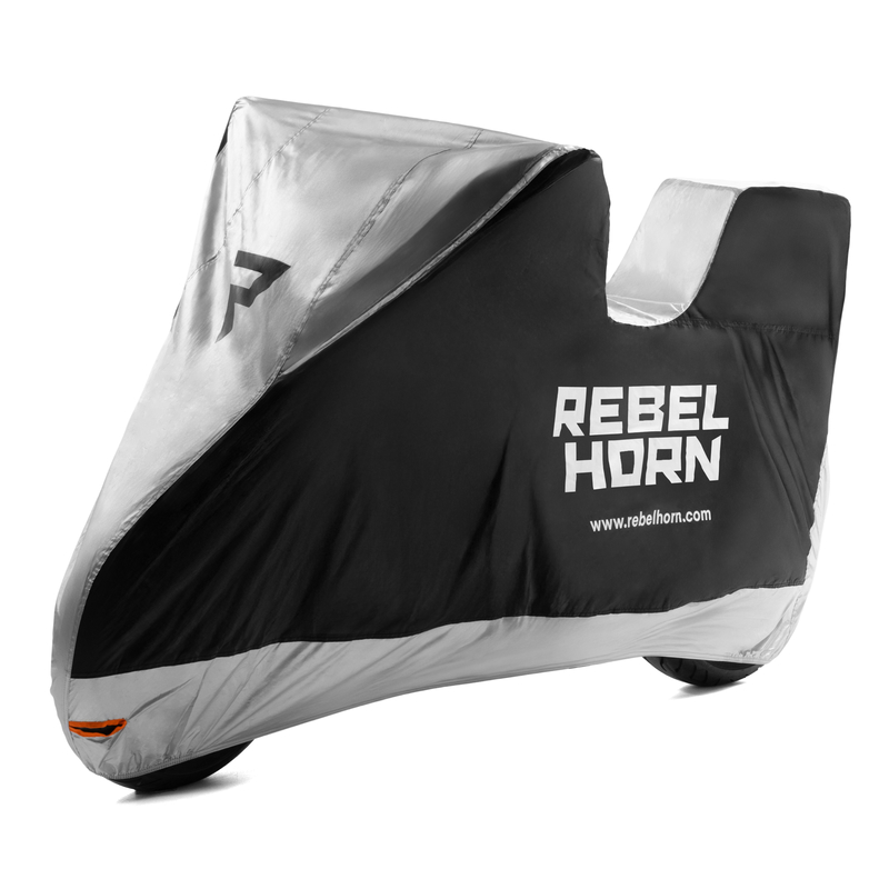 POKROWIEC NA MOTOCYKL REBELHORN SHELTER Z MIEJSCEM NA KUFER BLACK SILVER L