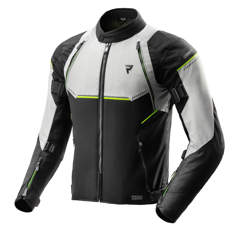 KURTKA MOTOCYKLOWA TEKSTYLNA REBELHORN SWIFT LIGHT GREY FLUO YELLOW 3XL