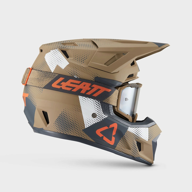 KASK MOTOCYKLOWY Z GOGLAMI LEATT KIT MOTO 7.5 CAMO KHAKI BROWN S