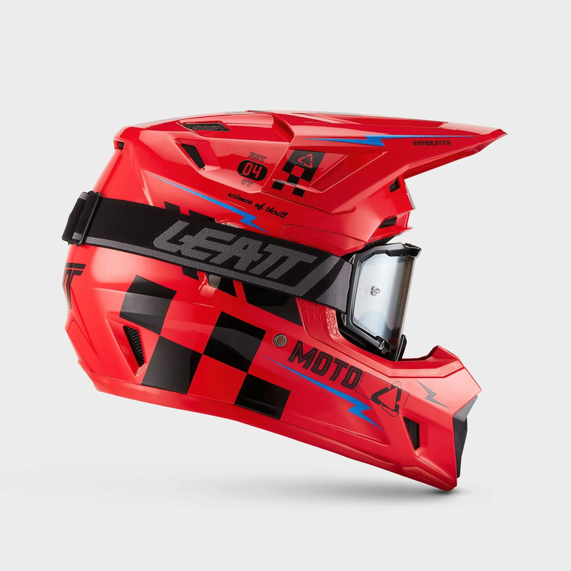 KASK MOTOCYKLOWY Z GOGLAMI LEATT KIT MOTO 7.5 RED S