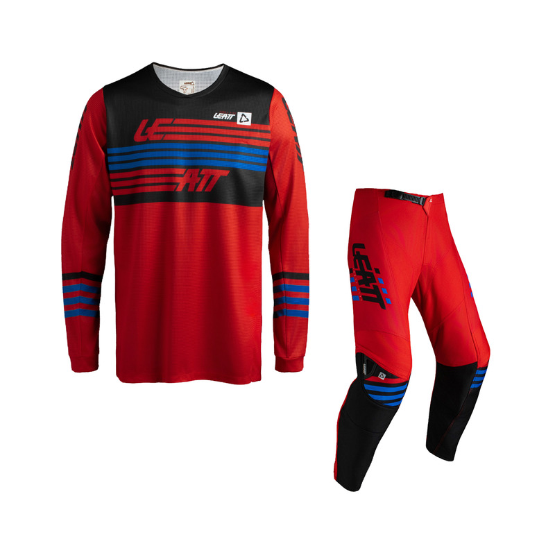 STRÓJ OFFROADOWY BLUZA I SPODNIE JUNIOR LEATT KIT 3.5 STRIPES RED S