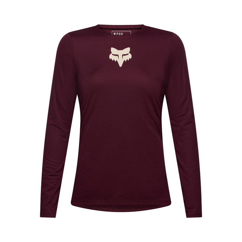 KOSZULKA ROWEROWA Z DŁUGIM RĘKAWEM DAMSKA FOX RANGER HEAD DARK MAROON