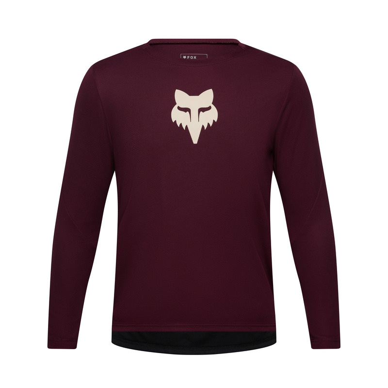 KOSZULKA ROWEROWA Z DŁUGIM RĘKAWEM JUNIOR FOX RANGER HEAD DARK MAROON