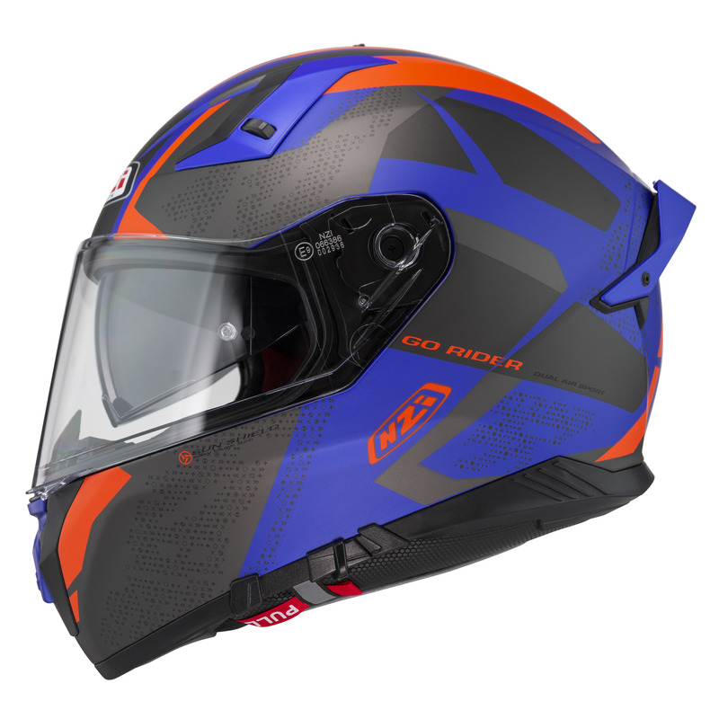 KASK MOTOCYKLOWY NZI GO RIDER STREAM DUO TRIDENT BLUE ANTRACITE ORANGE MATT XS