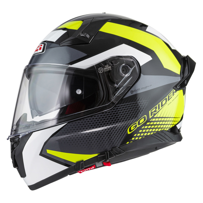 KASK MOTOCYKLOWY NZI GO RIDER STREAM DUO QUADRI BLACK GREY YELLOW XS