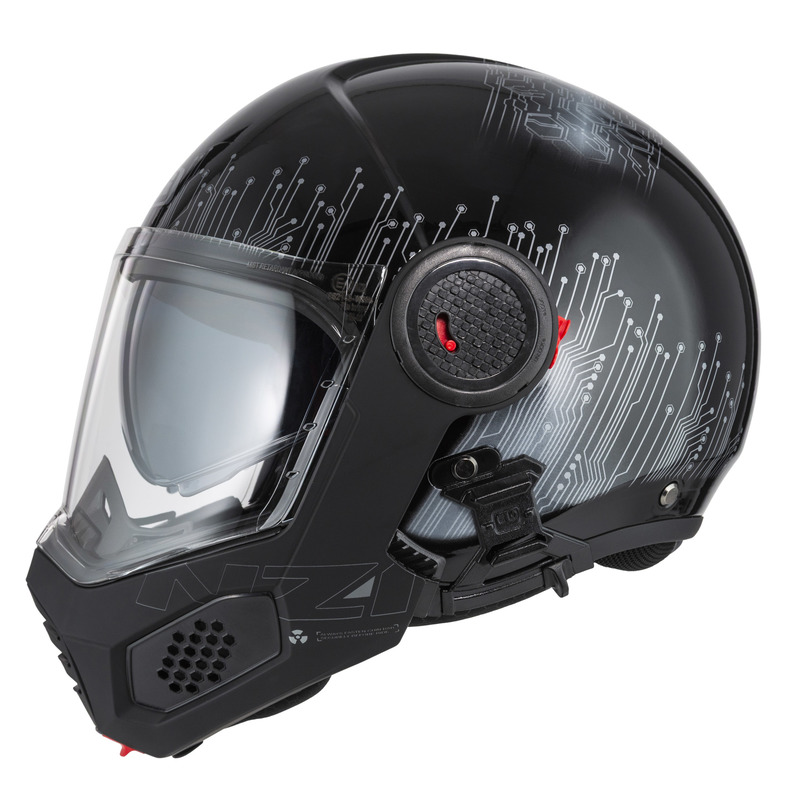 KASK MOTOCYKLOWY NZI MINIMOD DUO META BLACK SILVER XS