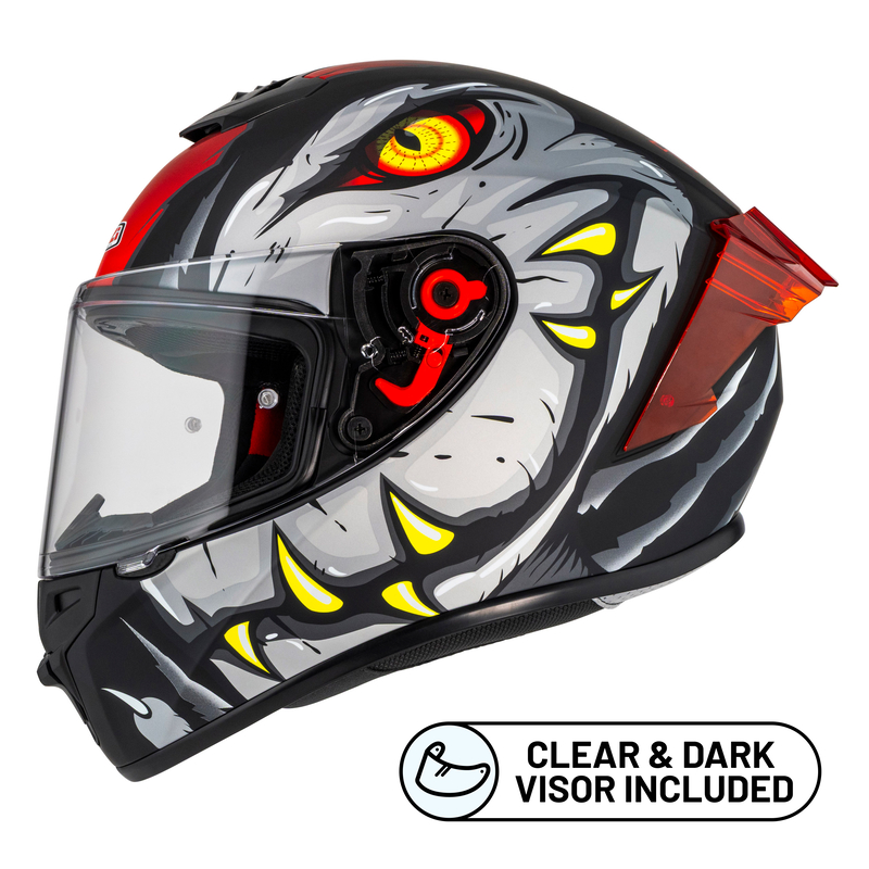 KASK MOTOCYKLOWY NZI TRENDY STREAM RAPTOR BLACK GREY RED S MATT XS